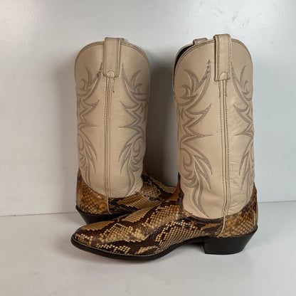 Vintage Laredo Front Cut Python Cowboy Boots 12 D USA Made Snakeskin