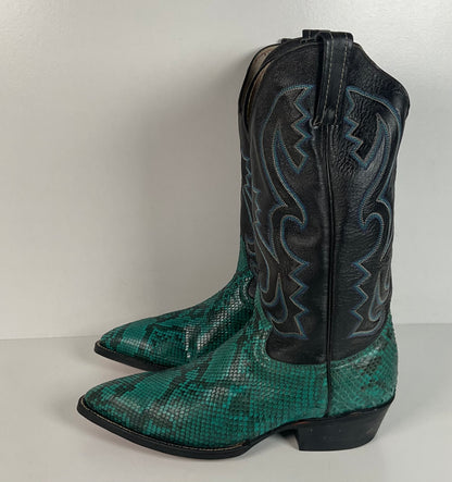 Python Snakeskin Cowboy Boots | Front Cut | Turquoise | Men’s 7.5 | Women’s 8.5