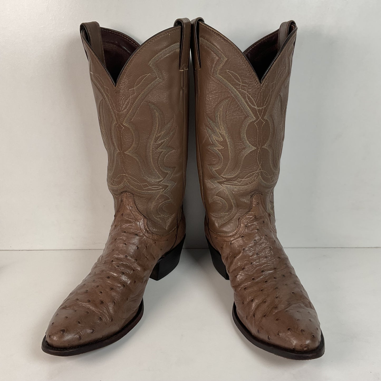 Justin Full Ostrich Quill Cowboy Boots 10 E USA Made Exotic