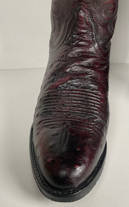 Lucchese 2000 Smooth Ostrich Cowboy Boots | Black Cherry | Exotic | Men’s 8.5 D