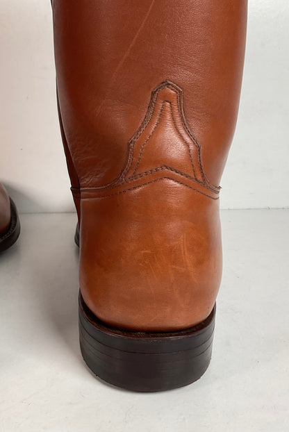 Vintage Lucchese Roper Boots 8.5 D USA Made Royal Calf