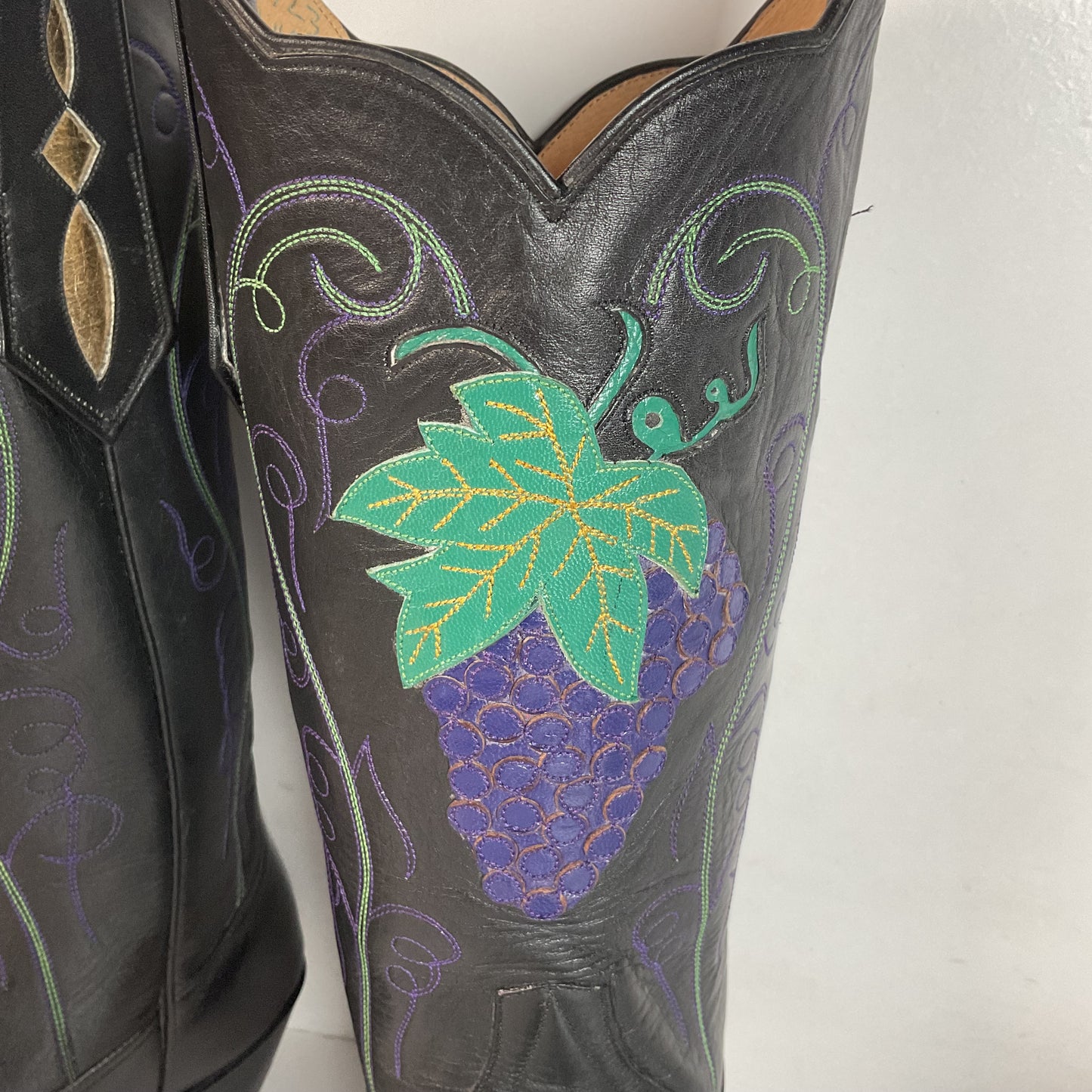 Vintage Rocky Carroll Grape Vine Cowgirl Boots 7 Custom Made