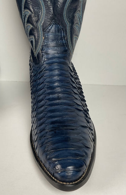 Vintage Nocona Python Snakeskin Cowboy Boots | USA Made | Royal Blue | 9.5 D