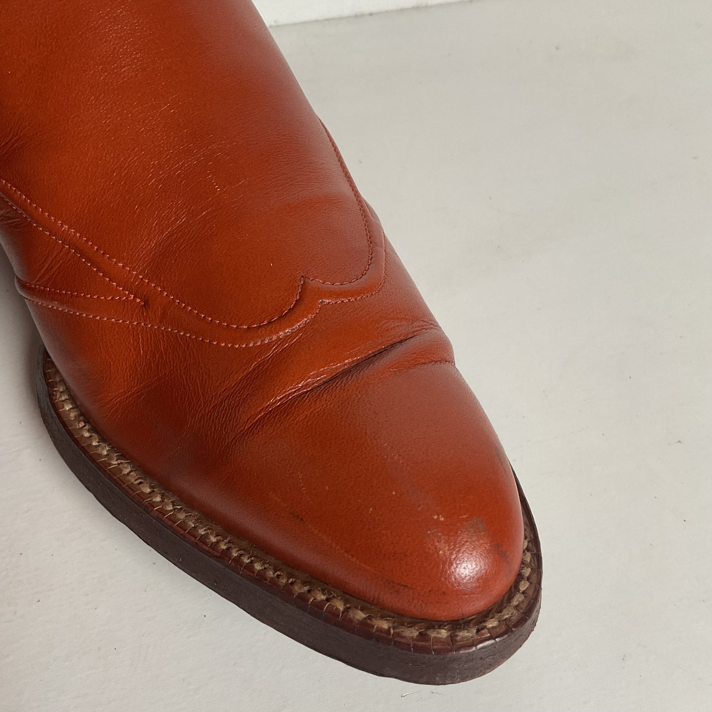 Vintage Justin Burnt Orange Cowgirl Boots 7 C USA Made