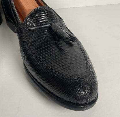 Zelli Italia | Teju Lizard Tassel Loafers | Black | Men’s 9 M