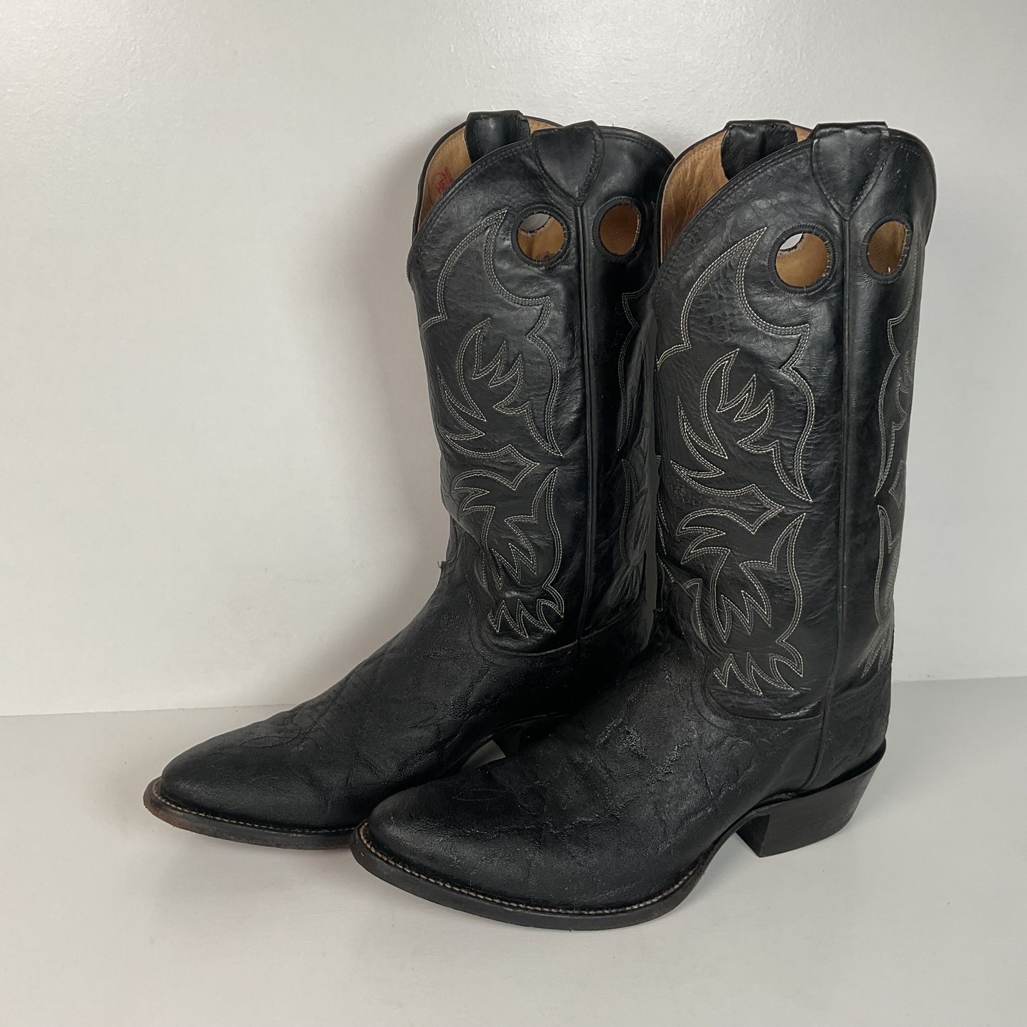 Justin Faux Elephant Print On Cowhide Buckaroo Cowboy Boots 10 D Punchy