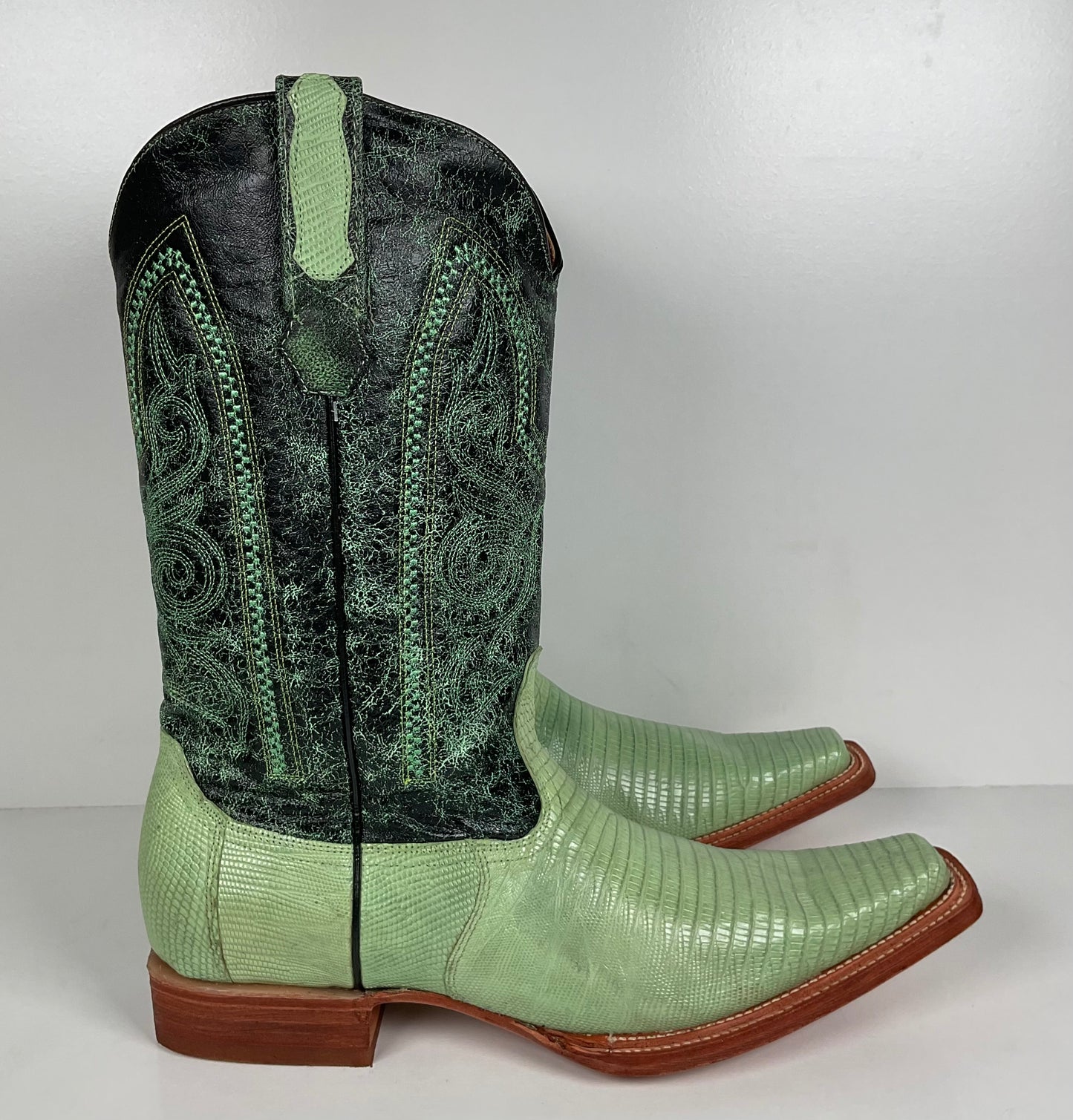 Los Altos Teju Lizard Cowboy Boots | Lime Green | Men’s 10.5 EE