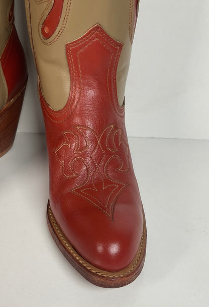 Vintage Capezio Butterfly Cowgirl Boots | Tooled Inlays | USA Made | Women’s 8 M