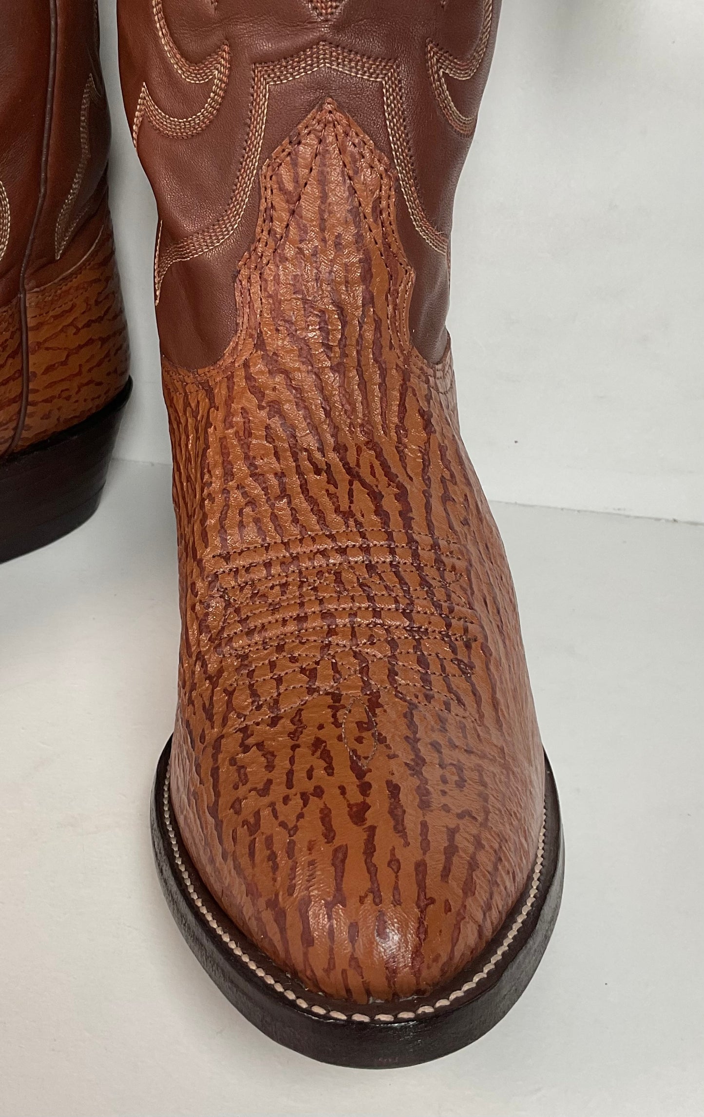 Vintage Nocona Shark Skin Cowboy Boots 9 E USA Made Exotic