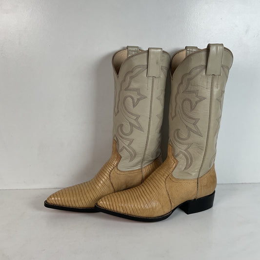 Silvertown Blonde Lizard Cowgirl Boots | Men’s 7.5 C | Women’s 8.5