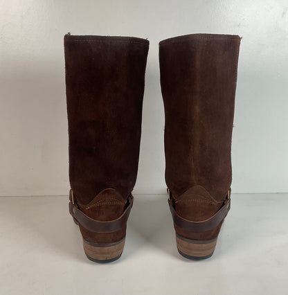 1970s Sears Chocolate Suede Harness Boots Men’s 10 B (Narrow) USA Made