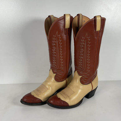 Vintage Tony Lama Urban Cowboy Boots | Lizard Wingtip | Gold Label | Men’s 9 B
