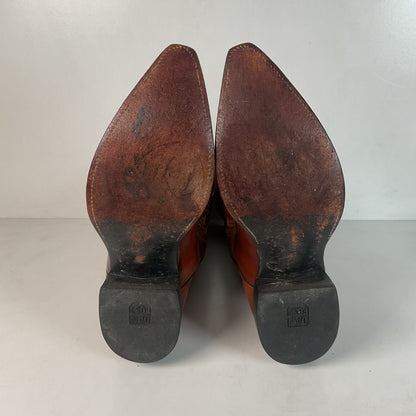 Vintage 1970s Dan Post Whip Stitch Cowboy Boots 9 D Stove Pipe