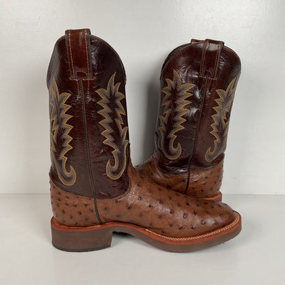 Justin Full Quill Ostrich Quill Roper Boots | Tekno Crepe | USA Made | Men’s 8 D