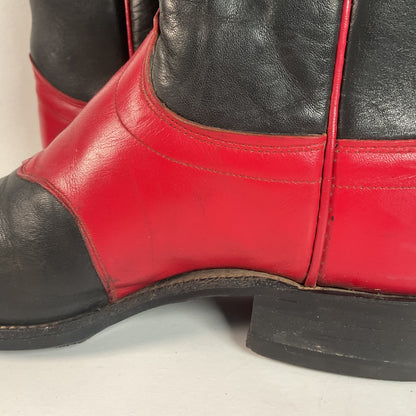 Olathe Western Roper Boots | Red & Black Calf | USA Made | Men’s 9 D