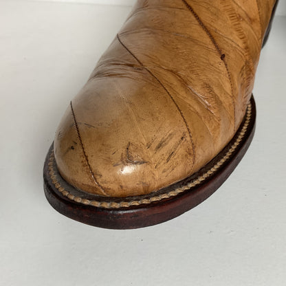 Vintage Eel Skin Cowboy Boots | Exotic | Butterscotch | Narrow | Men’s 11.5 B