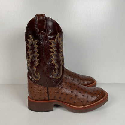 Justin Full Quill Ostrich Quill Roper Boots | Tekno Crepe | USA Made | Men’s 8 D
