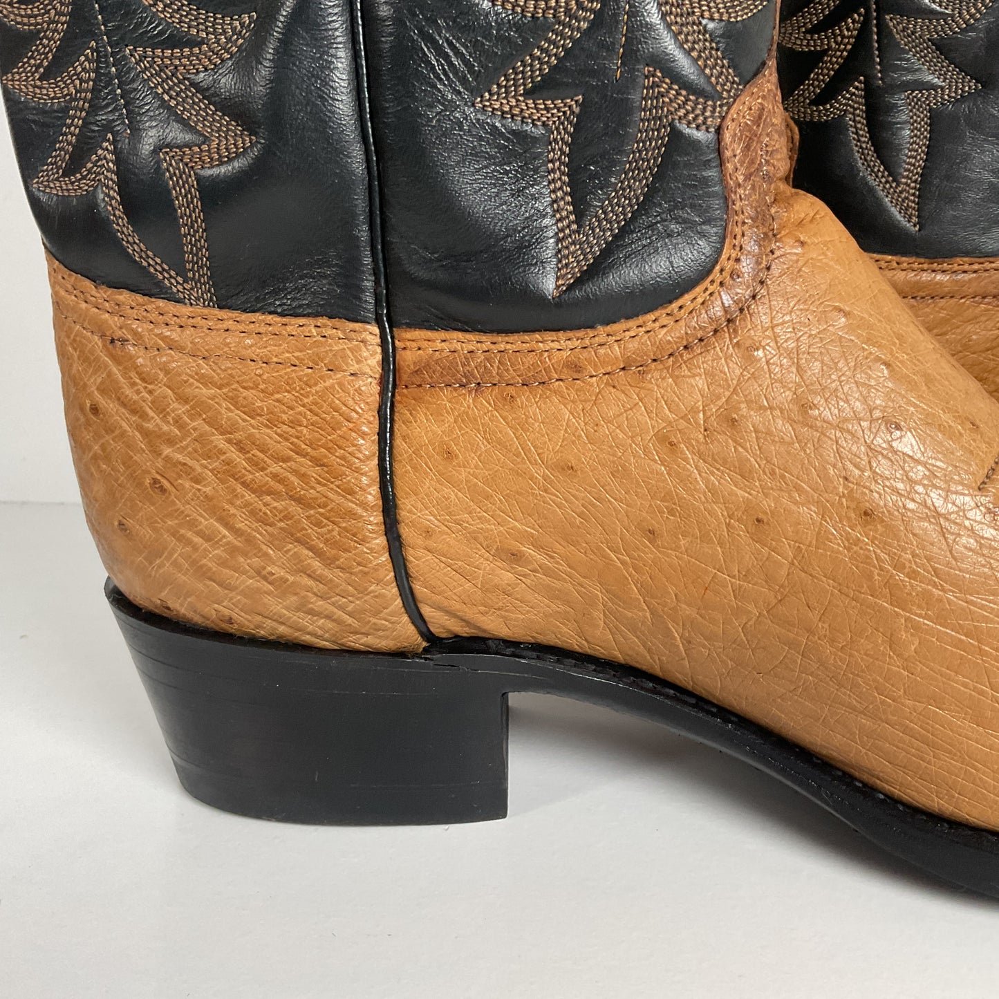 Vintage J. Chisholm Smooth Ostrich Cowboy Boots | Teju Lizard Wingtip | 8.5 EE