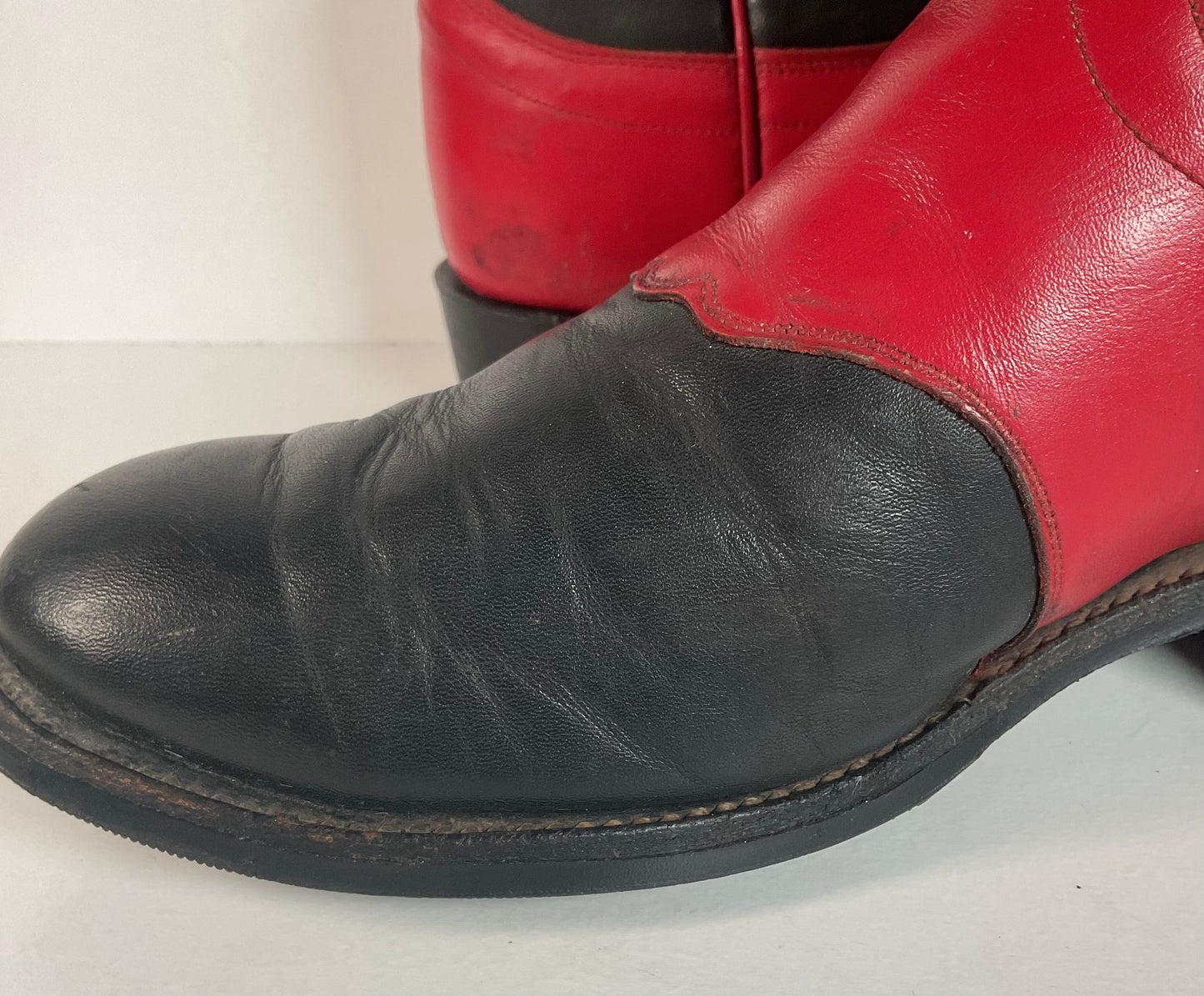 Olathe Western Roper Boots | Red & Black Calf | USA Made | Men’s 9 D