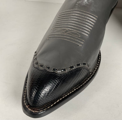 Vintage Tony Lama Lizard Wingtip Cowboy Boots | Charcoal Grey | Men’s 11.5 EE