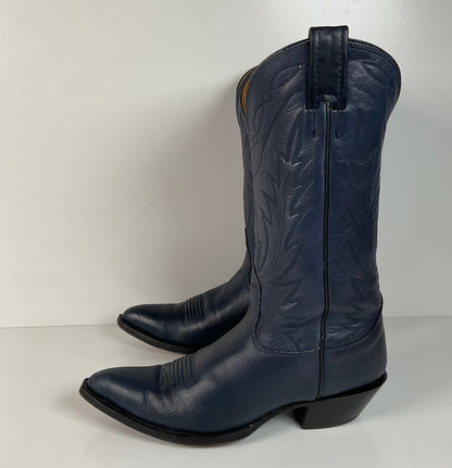 Vintage Nocona Deertan Cowboy Boots | USA Made | Blue | Men’s 7.5 | Women’s 8.5