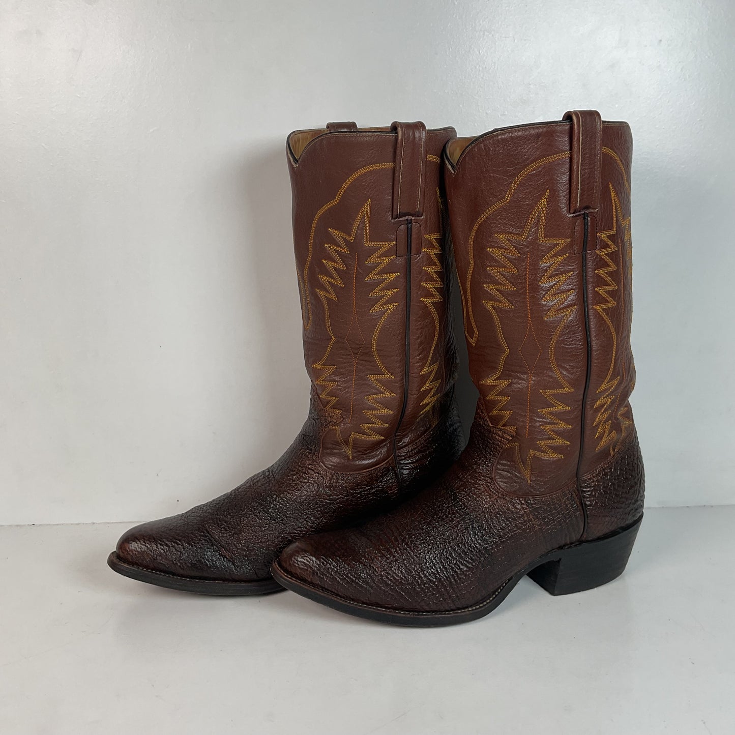 Vintage Brown Shark Skin Cowboy Boots 10 D Exotic