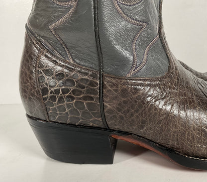 Vintage Exotic Cowboy Boots | Pre Ban | Grey | Wide | Men’s 10