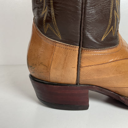 Vintage Eel Skin Cowboy Boots | Exotic | Butterscotch | Narrow | Men’s 11.5 B