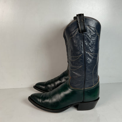 Vintage 1960s Tony Lama Emerald Green Cowboy Boots 10 E Distressed Gold Label