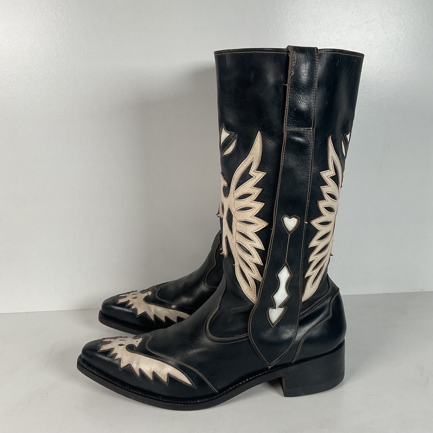 Vintage Thunderbird Cowboy Boots | Tooled Inlays | Mule Ear | 1960s | Men’s 9