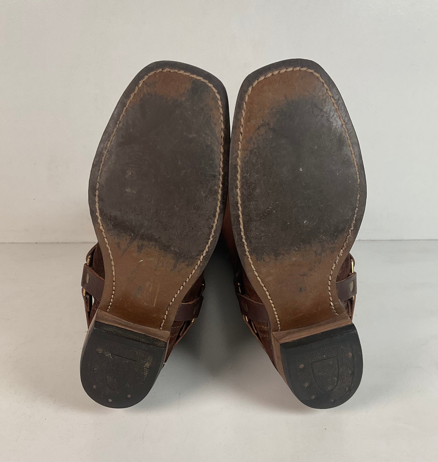 1970s Sears Chocolate Suede Harness Boots Men’s 10 B (Narrow) USA Made