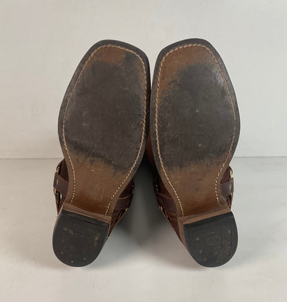 1970s Sears Chocolate Suede Harness Boots Men’s 10 B (Narrow) USA Made