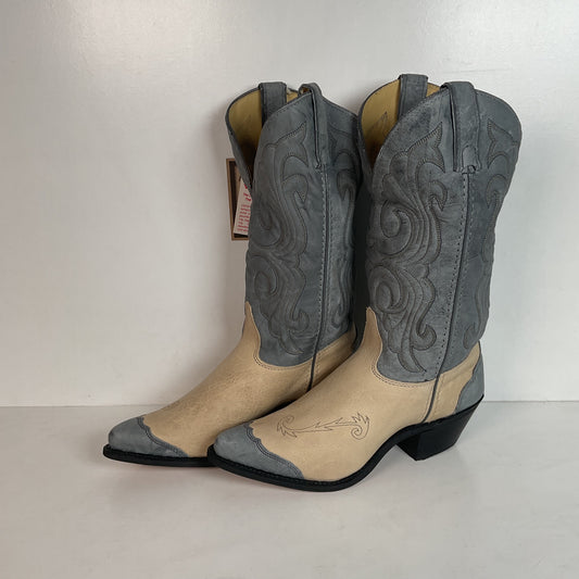 Vintage Wrangler Wingtip Cowgirl Boots 7.5 M Nubuck Suede