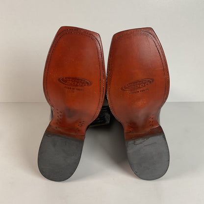 Lucchese 2000 Patent Leather Cowgirl Boots | Square Toe | Brown | USA Made | 6.5