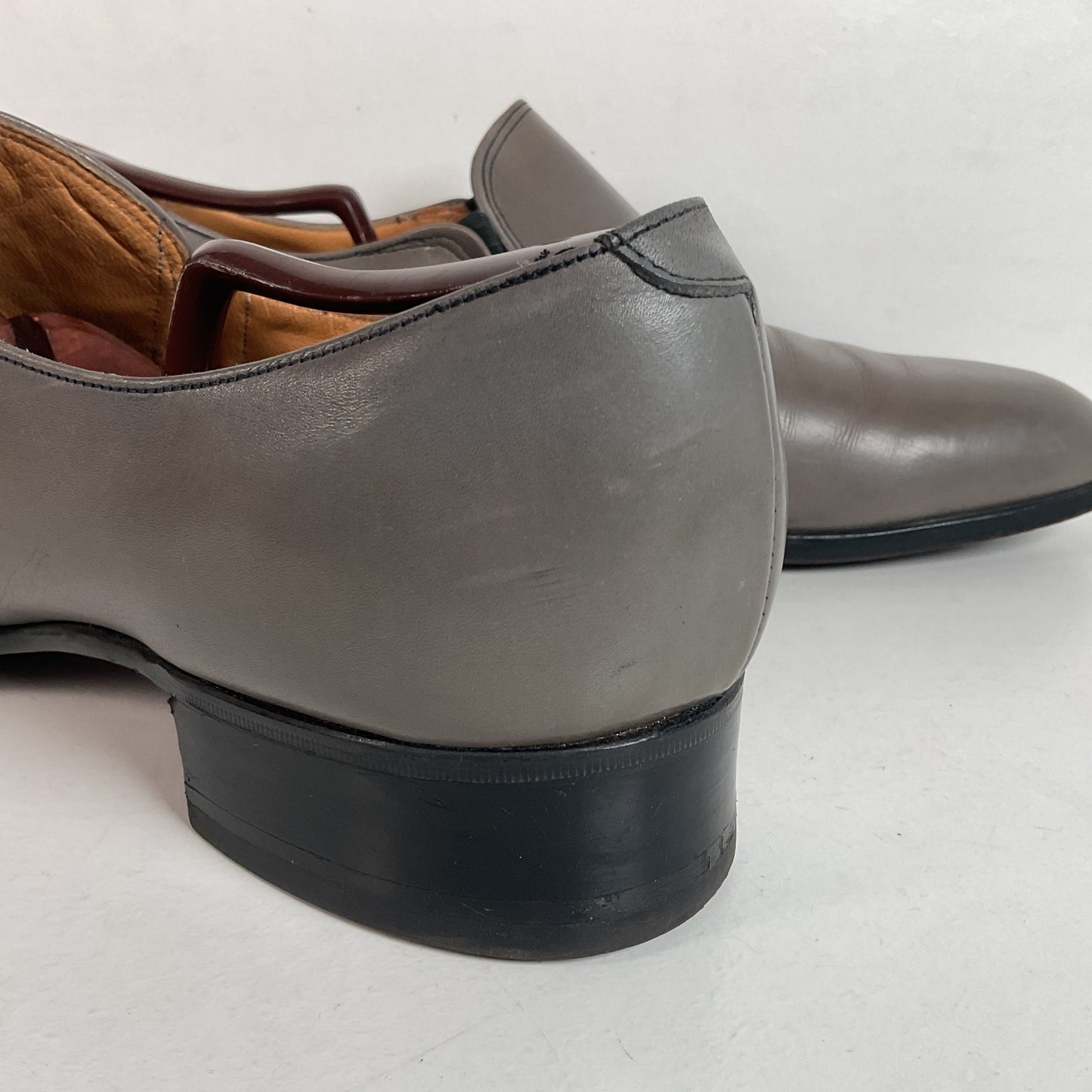 Vintage Johnston Murphy Aristocraft Grey Loafers 13 D Apron Toe USA Made