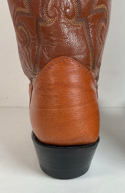 Vintage Nocona Exotic Smooth Ostrich Cowboy Boots Men’s 10.5 C Peanut Brittle