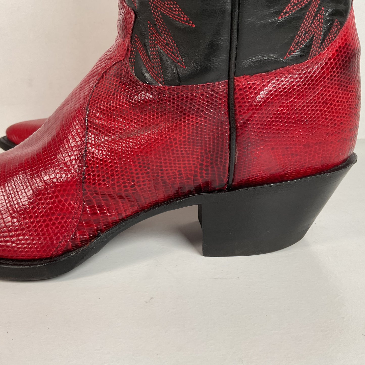 Vintage Justin Teju Lizard Cowgirl Boots | USA Made | Ruby Red | Women’s 7.5 B
