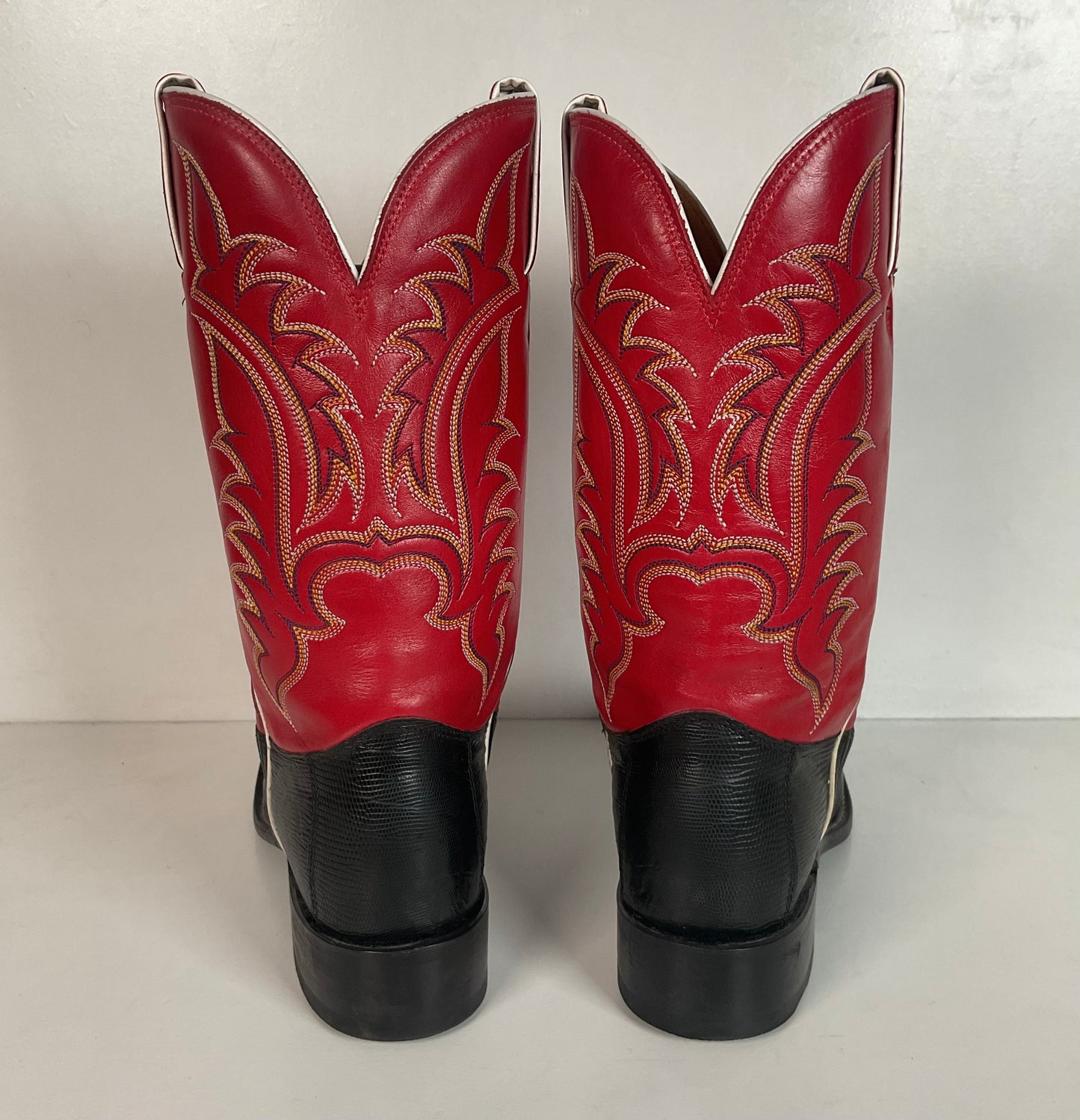 Tony Lama Women’s Lizard Vamp Cowgirl Boots 7.5 B USA Made Red Upper