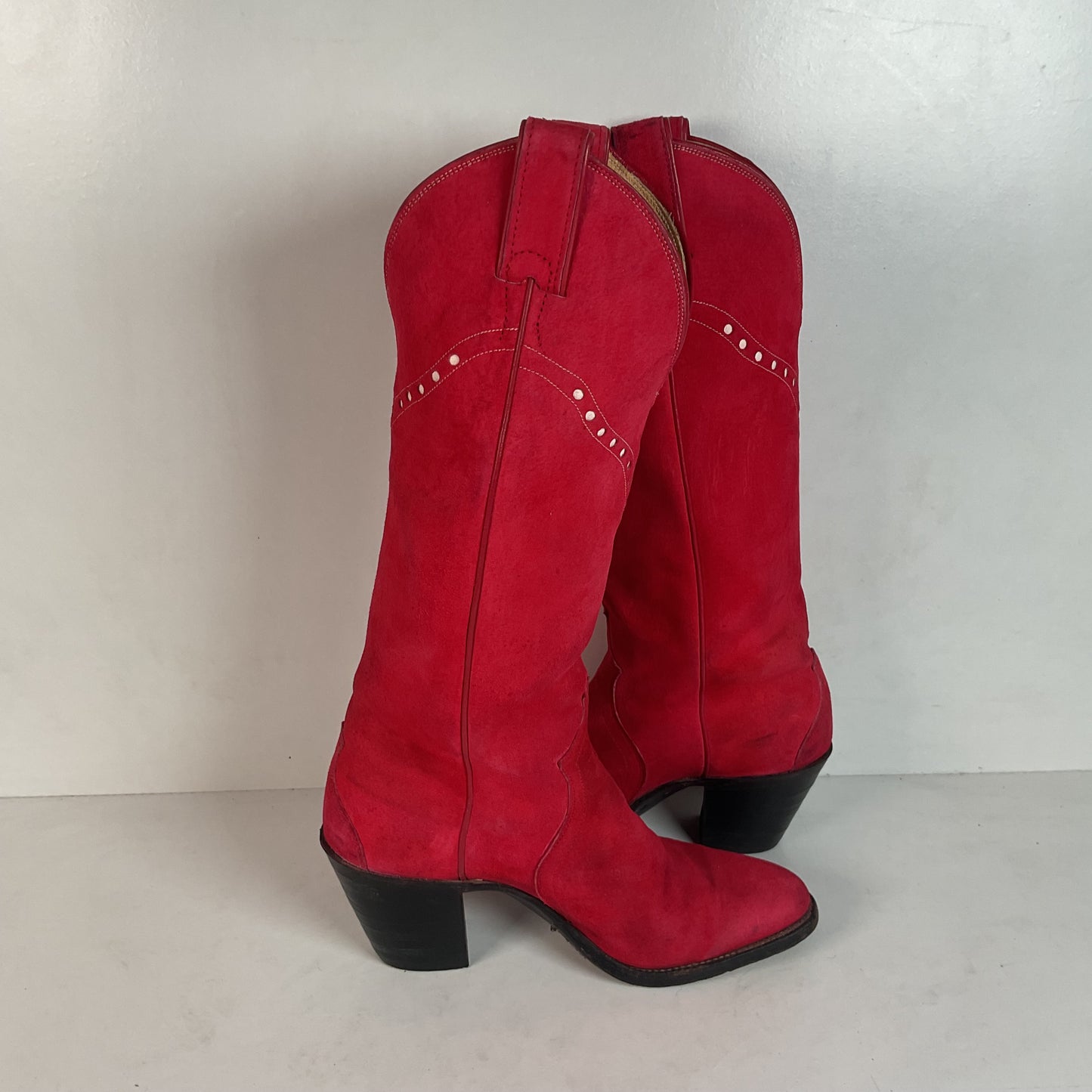 Vintage Justin Red Pig Skin Cowgirl Boots | Brush Off | USA Made | 6 B