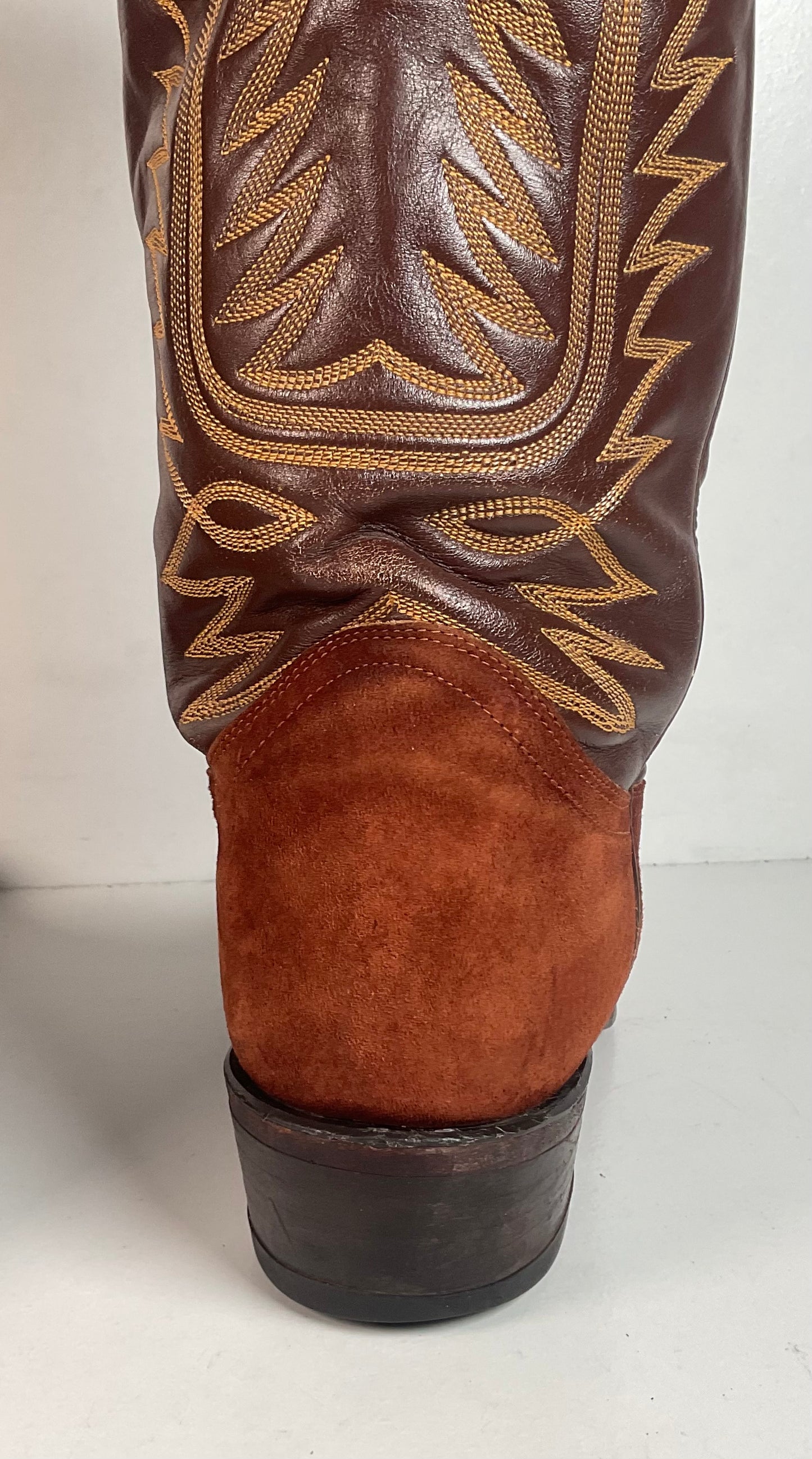 Vintage Tony Lama Pig Skin Suede Cowboy Boots 9 E Gold Label