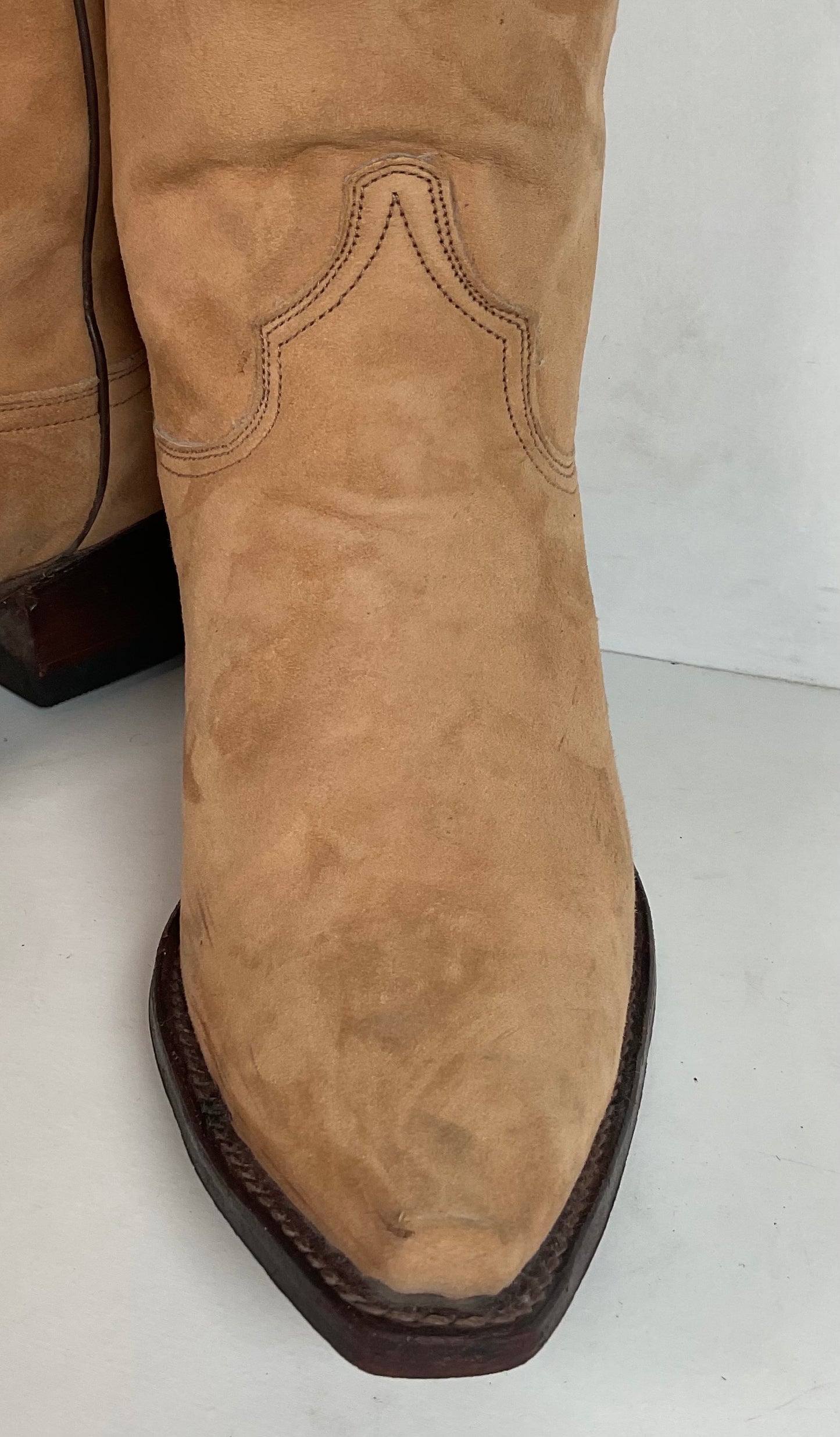 F. H. Senka Cowgirl Boots 8.5 US Nubuck Suede Snip Toe