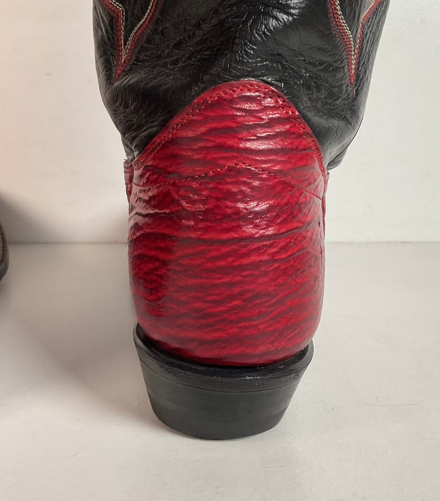 Vintage Hondo Shark Skin Cowgirl Boots 7.5 B Exotic Cherry Red