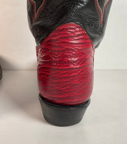 Vintage Hondo Shark Skin Cowgirl Boots 7.5 B Exotic Cherry Red