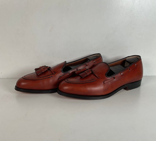 Vintage Alden Tan Calf Tassel Loafer 9 D Moc Toe Style 662 Old Logo