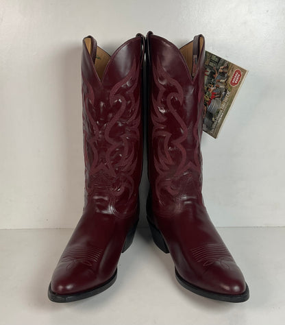 Vintage Nocona Legacy Cowboy Boots 9.5 E Burgundy Calf USA Made