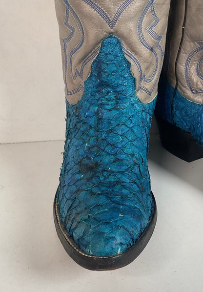 Custom Blue Sea Bass Cowboy Boots Men’s 7.5 | Women’s 8.5 Exotic
