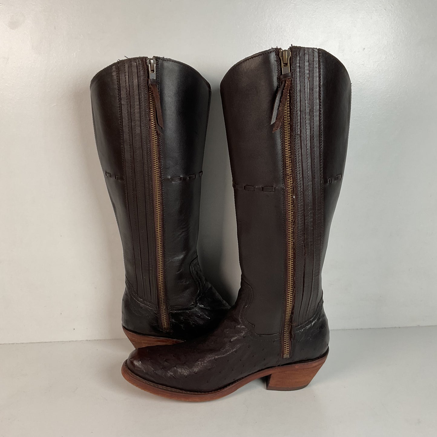 Justin’s Reba Mcalester Ostrich Cowgirl Boots 6.5 B Exotic Side Zip