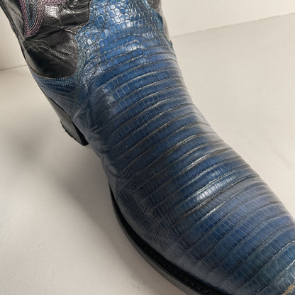 Vintage Justin Teju Lizard Cowgirl Boots | USA Made | Blue | Women’s 6.5 B