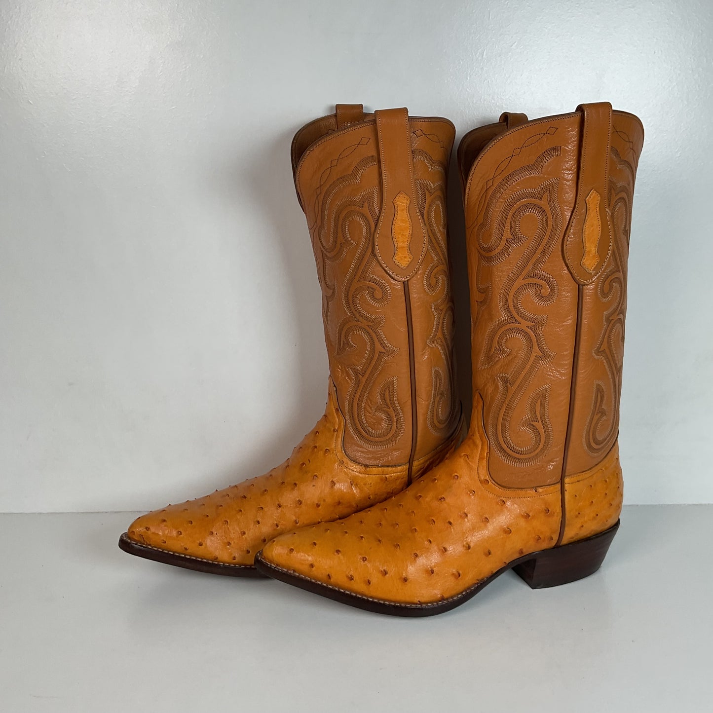 Custom Full Ostrich Quill Cowboy Boots 10 E Butterscotch Exotic