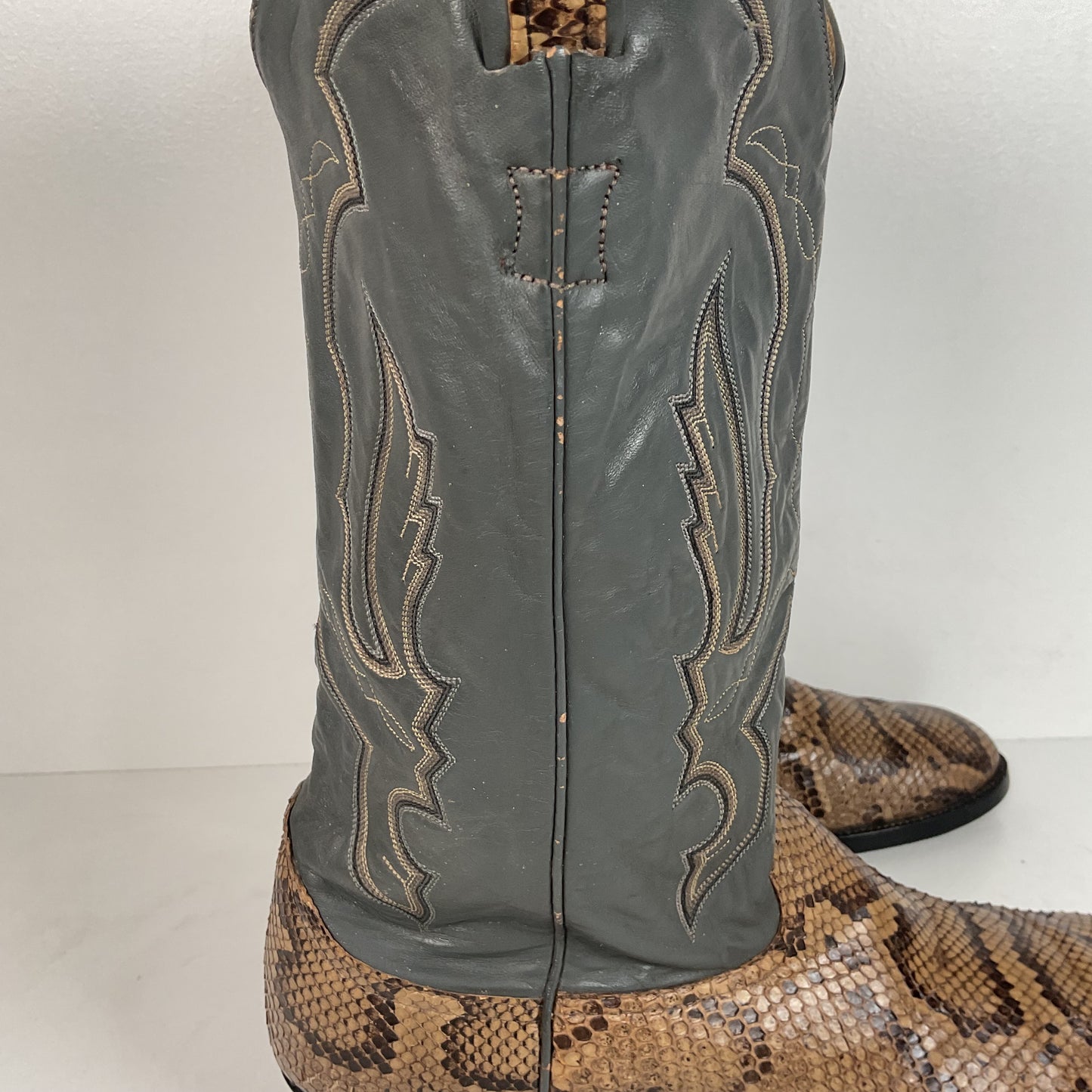 Vintage Larry Mahan Python Snakeskin Cowboy Boots | Reticulated | Men’s 12 D